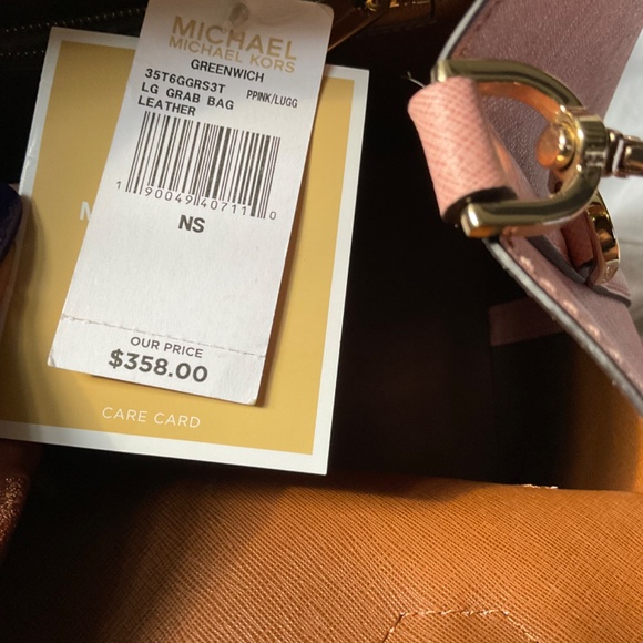 (NWT) Michael Kors Greenwich Bicolor Grab Bag Tote, Purse Cinder/Dusty Rose - Picture 3 of 16